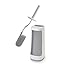 Joseph Joseph Flex Plus - Smart Hygienic Silicone Toilet Brush with Storage Bay Caddy, flexible, anti-drip, anti-clog deep clean head - Large, White/Grey