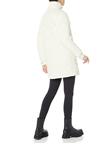 AMAZON ESSENTIALS WOMEN’S RELAXED-FIT RECYCLED POLYESTER MID LENGTH PUFFER COAT (AVAILABLE IN PLUS SIZE) (PREVIOUSLY AMAZON AWARE), IVORY, X-LARGE