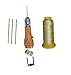 Swift Quick Hand Sewing Awl Leather Canvas Repair Saddles Coat Seat Stitcher Kit 4 Needles 180 Yards Thread DIY Craft Leathercraft (Beige)