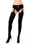 Sexy Strip Tights Opaque Open Crotch Garter Stockings with Belt 60 Denier Hosiery