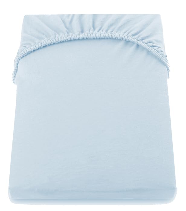 texpot Jersey Fitted Sheet 90 x 200 - 100 x 200 cm - Blue 100% Cotton Box Spring Fitted Sheets
