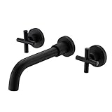 HANEBATH Bathroom Wall-mounted Hot and Cold Basin Sink Faucet,Matte Black