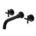 HANEBATH Wall Mount Bathroom Sink Faucet,Cross Handle Basin Faucet Rough in Valve Included,Matte Black