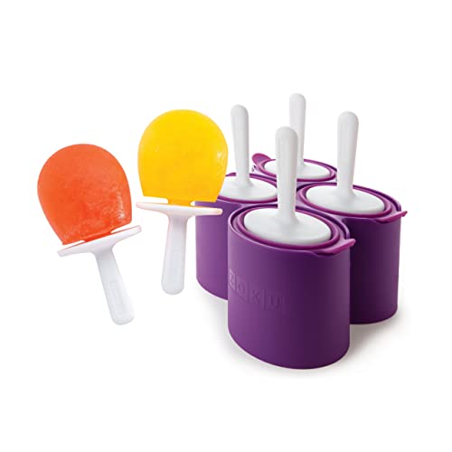 Zoku Round Pop Mold, 4 Easyrelease Silicone Popsicle Mold With Sticks