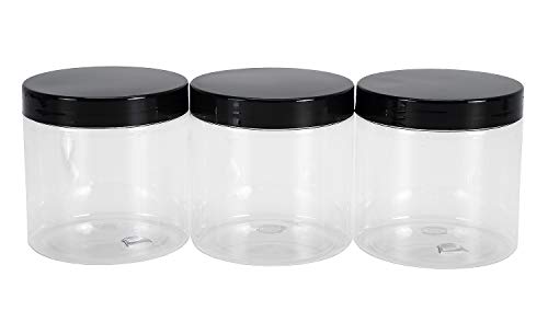 image for Lawei 9 pack 15 oz Clear Plastic Jars with Black Lids - BPA Free Round