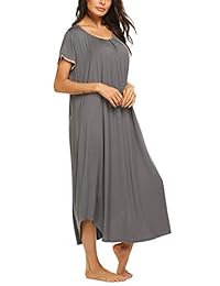 Ekouaer - Camisón de manga corta para mujer, informal, cuello redondo, tallas S-XXL