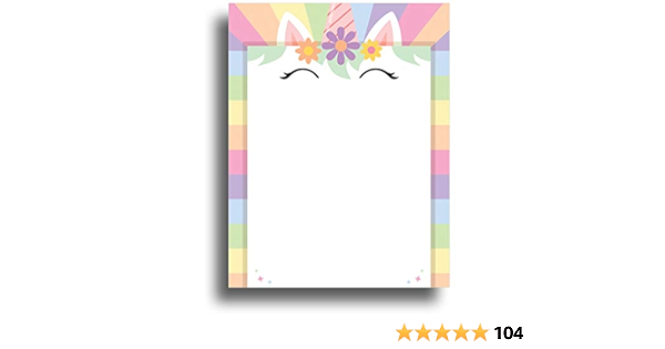 amazon com unicorn border stationery paper 80 sheets great for birthday invitations flyers and announcements office products