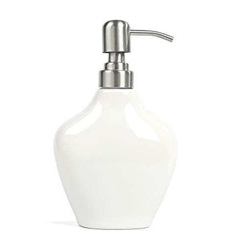 FORLONG Ceramic Bathroom Accessories Set of 4,1 Gargle Cups1 Toothbrush Holders 1 Soap Dishes 1 Soap Dispenser White