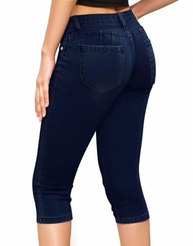 Hybrid & Company Women's Butt Lift V2 Bermuda Shorts - Super Comfy Stretch Denim, Curvy Fit, Machine Wash