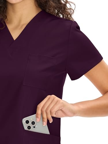 COZY SCRUBS Uniforme Médico Mujer Scrubs - Conjunto Enfermería con Blusa Cuello V y Pantalón Recto, 9 Bolsillos