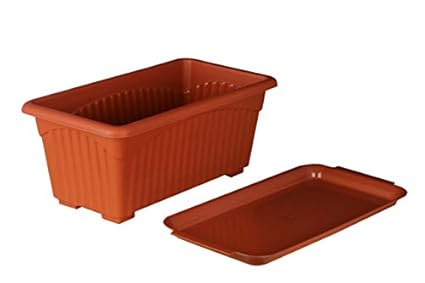 First Smart Deal Plastic Rectangle Pot Set (Brown, Pack of 3)