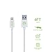 Mengo MG100 MFI Braided Tangle-Free Lightning to USB Cable, 2M - Retail Packaging - White