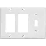 ENERLITES Combination Toggle Light Decorator Switch Wall Plate, Size 3-Gang 4.50" x 6.38", Polycarbonate Thermoplastic, 881132-W, 1. White