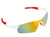 Poshei P03 Polarized Sports Sunglasses with 5 Set Interchangeable Lenses for Biking Fishing Running Driving Golf Baseball (White&Red)