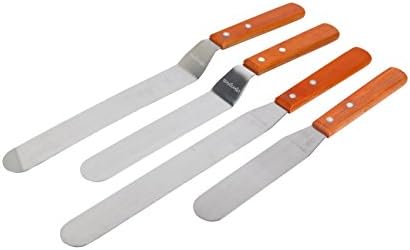 Professional 4-Piece Set of Offset &amp; Straight Stainless Steel Icing Spatulas - Perfect for Decorating Cakes, Pastries, Cupcakes - 7.5" &amp; 9.5" Offset Spatulas, 6" &amp; 9.5" Straight by Baking Aids