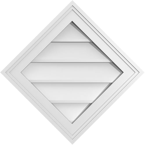 Ekena Millwork GVPDI20X2002SN Diamond Surface Mount PVC Gable Vent, Factory Pri…