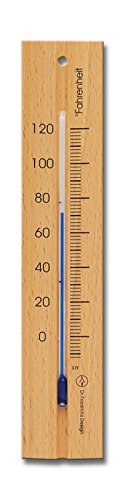HOKCO Analog Wall Thermometer Beechwood 7.8 inch Fahrenheit Temperature Scale (Beech)