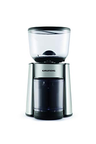 GRUNDIG cm 6760 cm 6760 Kaffeemühle, Scheibenmahlwerk, 130W, Edelstahlmahlscheiben, 18 Mahlgrade, 130, Edelstahl/Schwarz