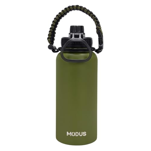 Garrafa Térmica De Água Isolada 950ml Quente & Frio De Aço Inox Com Alça (Verde)