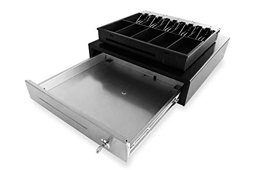 HK SYSTEMS 16" POS Cash Drawer Stainless Steel Front, Ball bearing slide, Heavy Duty POS with Removable Tray 5Bill/5Coin - Thumbnail 2