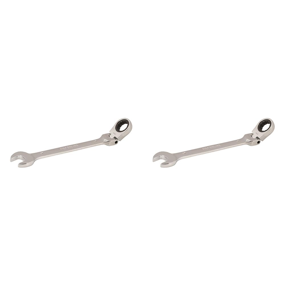 Silverline 580470 Flexible Head Ratchet Spanner 17 mm (Pack of 2)