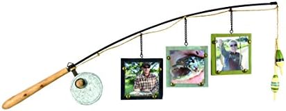 Youngs Wood Fishing Pole Triple Picture Frame, 4" By 4"