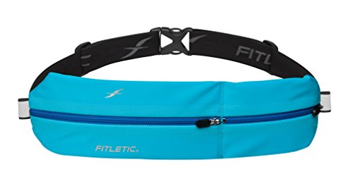 Fitletic Bolt - Two Pouch Sports Running Belt Fits iPhone 7 Plus with Interior pocket for ID and cash, Turquoise