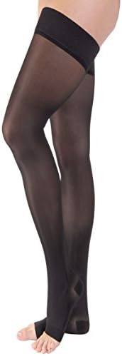 Jobst Ultrasheer 20-30 Thigh High Open Toe Compression Stockings w/Dot Silicone Band Classic Black Small