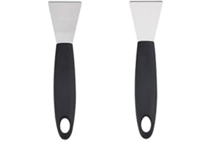 4EVERY Stainless Steel Scraper, Oven Scraper Tool,Induction Hob, Stoves,None-Scratches Putty Scraper for Kitchen Cleaning,Wallpaper Scraper, Paint Scraper，Straight Version + Bending Version 2-Piece