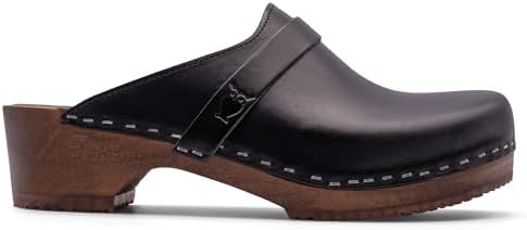 Sakne Toffeln Swedish Wooden Clogs Mens 11 44 Black Leather Comfort Mules Men main image 3