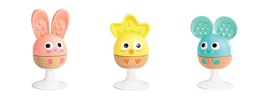 Hape Playful Animal Rattle - Three Animals with Massagers, Rabbit, Bride and Mouse - Educational Toy from 0 Months