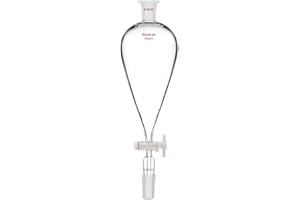 stonylab 1000 mL Conical Pear-Shaped Separatory Funnel with PTFE Stopcock, Heavy Wall Borosilicate Glass, Top & Lower 24/40 Joints – Lab Liquid Separation