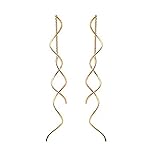 Exquisite Wire Threader Dangle Earrings Curve Twist Shape 18k White Gold Plated Jewelry for Women's Gift