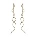 Exquisite Wire Threader Dangle Earrings Curve Twist Shape 18k White Gold Plated Jewelry for Women’s Gift