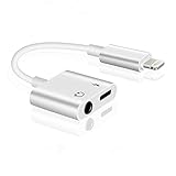 ebasy Lighting to 3.5mm Headphone Jack aux Cable Adapter, 2 in 1 Adapter Compatible with Phone 7/7 Plus / 8/8 Plus/X/XS/XR/XS Max, Audio and Charge Adapter (Support iOS 11, iOS12)-White