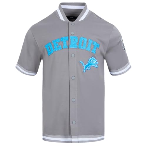Pro Standard Mens NFL Detroit Lions Classic Chenille Button Down Gray XL