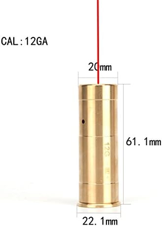 ZATTOP 12 Gauge Cartridge Laser Bore Sight, 12GA Red Dot Laser Boresighters, Red Copper 12GA Rifle Hunting Optics Scope Laser Bore Sight Sighter