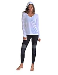 Sexy Basics - Conjunto de 4 camisetas de manga larga con capucha y cuello en V para mujer, con agujero para el pulgar, luz y camisetas activas