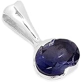 Natural Rocks by Kala Genuine Iolite 925 Solid Sterling Silver Pendant 15mm
