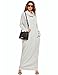 Verdusa Women's Casual Long Sleeve Cowl Neck Shift Long Maxi Dress with Pocket Light Gray L