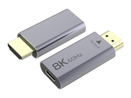 PremiumCord USB-C to HDMI Adapter 8K F/M, HDMI 2.1, UHD 8K 4320p 60Hz, 4K 2160p 144Hz, HDR10+, HDCP 2.3, 48 Gbps, Aluminum Housing, Space Grey