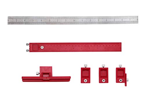 Power Tools Punch Locator, Drill Guide Sleeve Cabinet Hardware Jig/Template Wood Drilling Dowelling for Installation of Handles, Knobs on Doors and Drawer Pull-Red. - Thumbnail 2