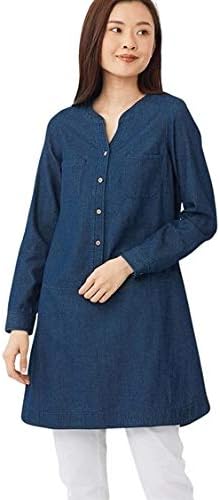 Amazon Co Jp Nissen ニッセン シャツ ブラウス 無地 無地調 デニム トップス チュニック 大きいサイズ くたっと柔らか綿100 デニムシャツチュニック 服 ファッション小物