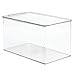 mDesign Stackable Plastic Closet Storage Container Bin Box with Hinge Lid for Organizing Shoes, Booties, Pumps, Sandals, Wedges, Flats, Heels - Lumiere Collection - 4 Pack - Clear