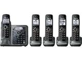 Panasonic Link2Cell KX-TG7875S DECT 6.0 1-Line Bluetooth Cordless Phone - 5 Handsets Black/Silver