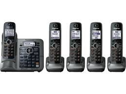 Panasonic Link2Cell KX-TG7875S DECT 6.0 1-Line Bluetooth Cordless Phone - 5 Handsets Black/Silver