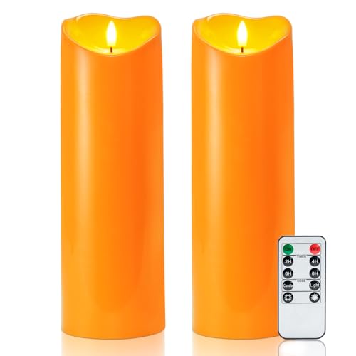 Homemory 4"x12" Halloween Orange Flameless Candles Fall