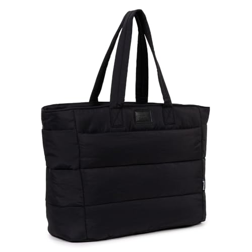 Gocase Bolsa Tote Puffer, Preta, Leve e Espaçosa, com Compartimento para Notebook até 35,5cm