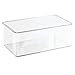 mDesign Stackable Plastic Bathroom Storage Box, Hinge Lid, Container for Organizing Soap, Body Wash, Shampoo, Conditioner, Hand Towels, Hair Accessories, Lumiere Collection, 2 Pack, Clear