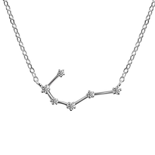 TQS Pendant Horoscope Necklace - Silver Plated Zodiac Sign Constellation Astrology Choker - Christmas Birthday Gift for Women, Girls - Cancer